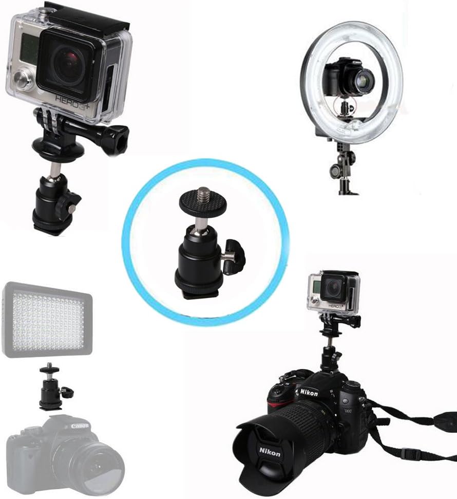 Walway 360 1/4" Hot Shoe Mount Adapter, Degree Screw Swivel Mini Ball Head Cradle Adapter for DSLR