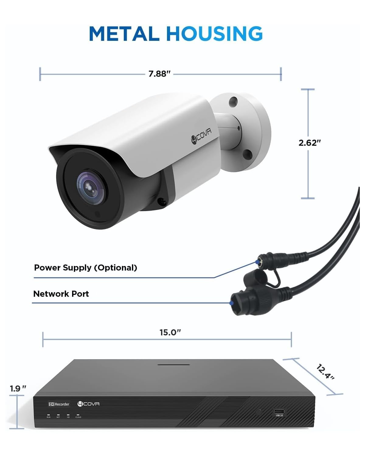 4COVR 16 Channel PoE Security Camera System, AI Human/Vehicle Detection, 16CH 4K NVR 4TB HDD, 12Pcs 8MP Wired Commercial Bullet IP Camera IP67 Night Vision, Business Surveillance Outdoor, LY37EX8M1612