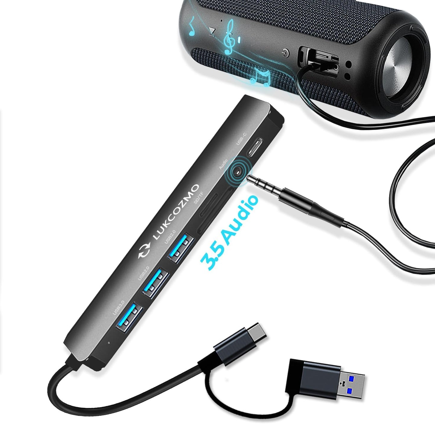 LUKCOZMO 8 1 100W 3 USB C Docking Station with Ethernet, in Docking Station to HDMI Adapter Displayport SD TF Card