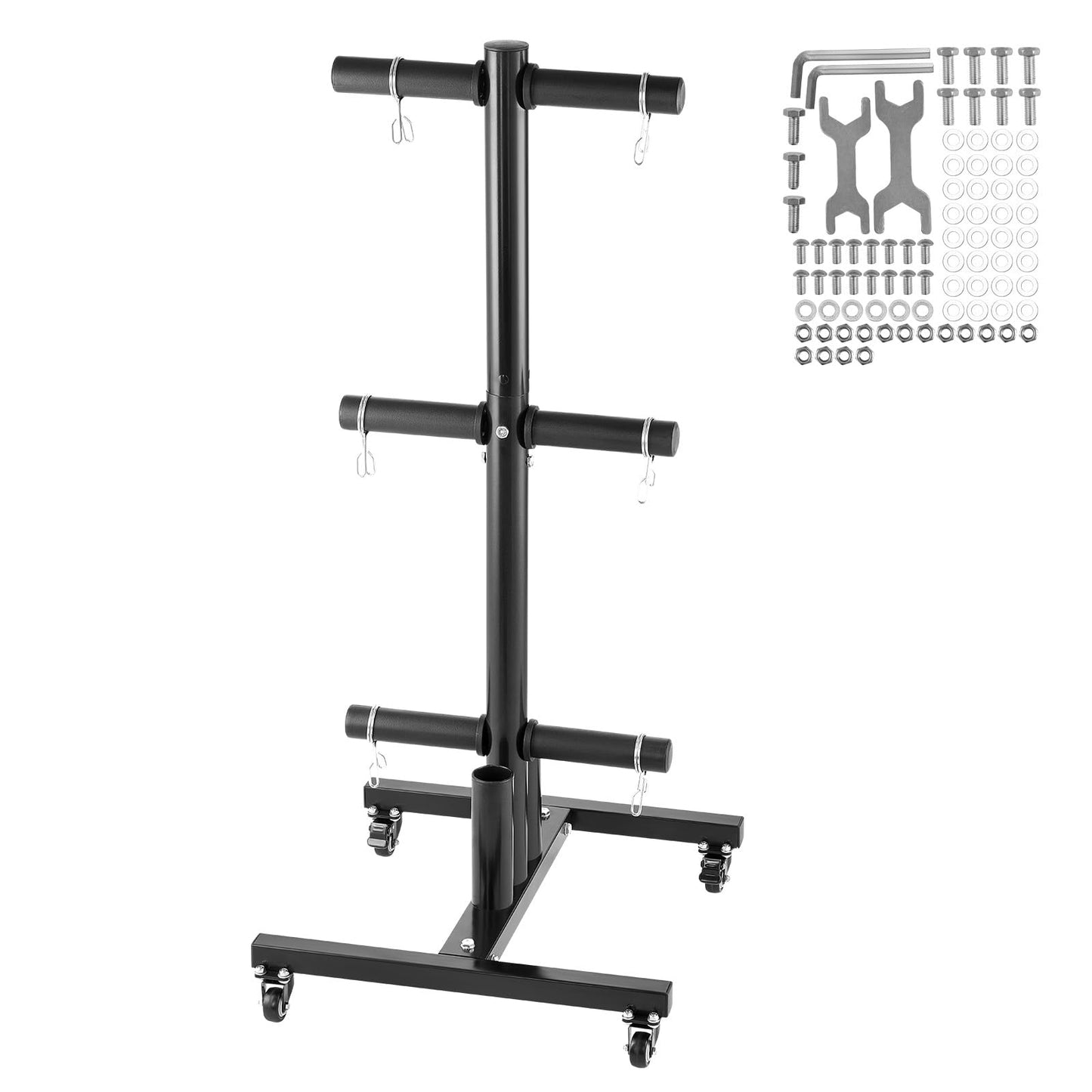 VEVOR Weight Plate Rack, Vertical Weight Plate Tree for 2-Inch Weight Plates, Standard Weight Plate Tree with Wheels, 1000 lbs Load Capacity Weight Storage Holder, Home Gym Barbell Rack Storage Stand