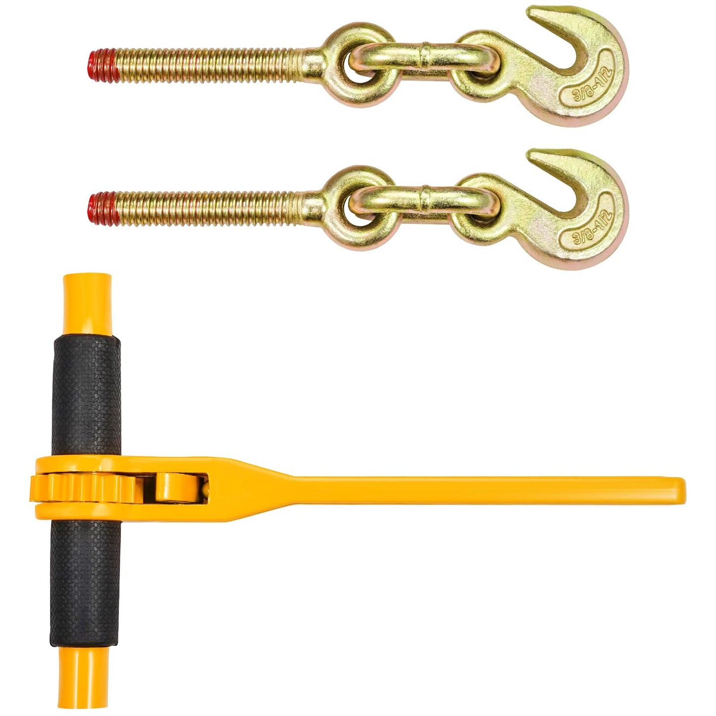 VEVOR Chain and Binder Kit, 3/8"-1/2" Ratchet Load Binders 9200 lbs Working Load Limit, 3/8" x 10' G80 Chains with Grab Hooks, Ratchet Binders and Chains for Truck, Tie Down, Hauling, Towing, 2 Set
