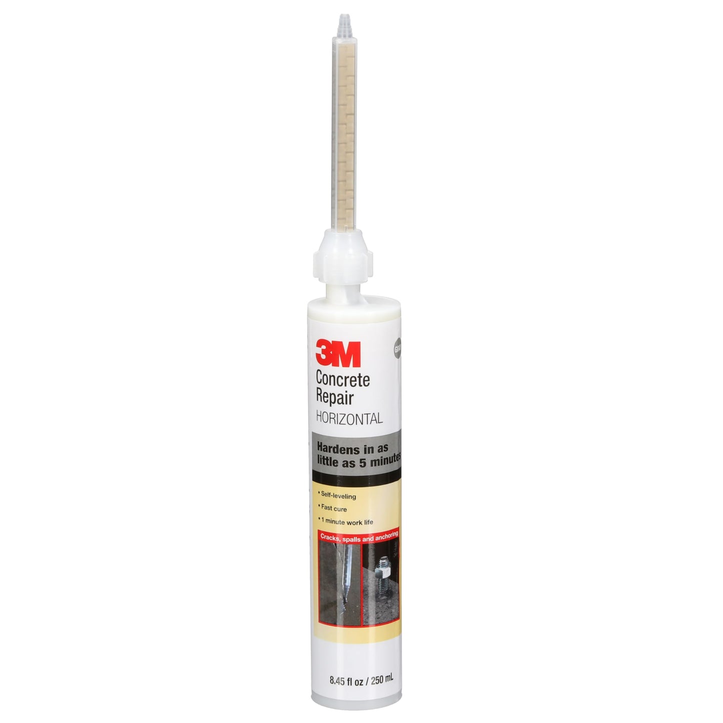 3M Scotch-Weld Concrete Repair DP600, Gray, Self-Leveling, contains 2 Mix Nozzles, 8.4 fl oz Cartridge