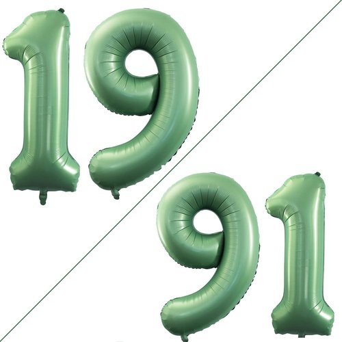 GOER Jumbo 42-Inch Number 19 Balloons - Sweet 19 Birthday Party Decorations in Sage Green
