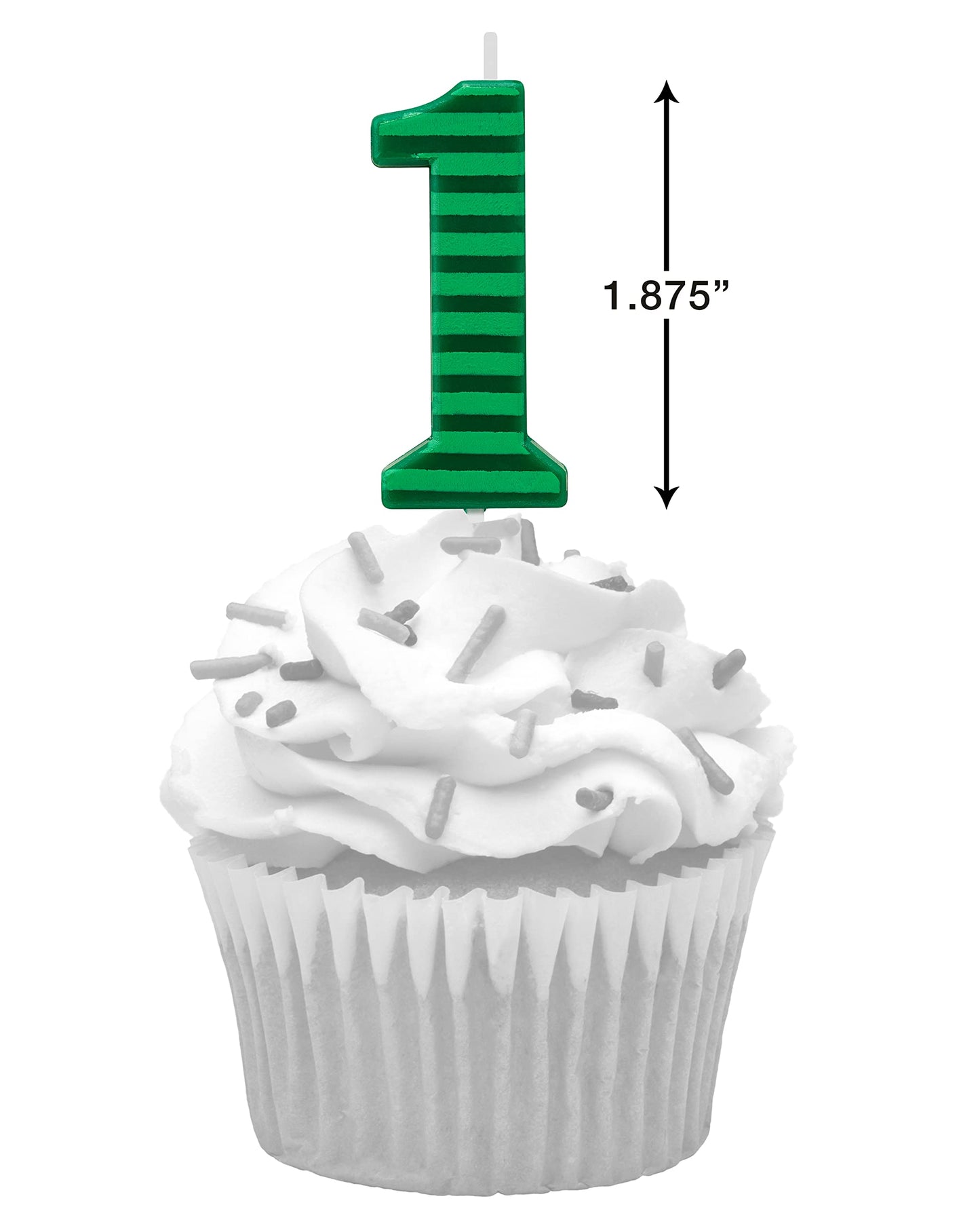Papyrus Number Birthday Candles Pack, Green Stripes (10-Count)