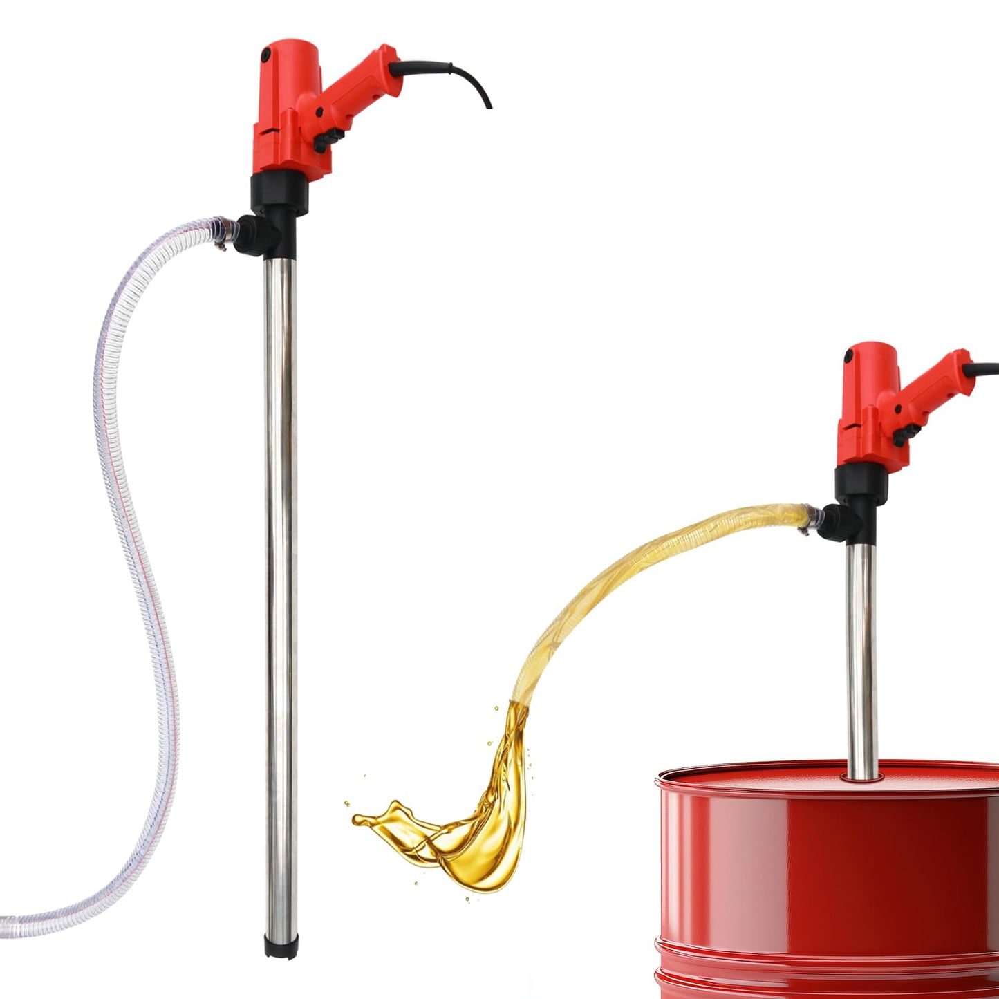 1980W Electric Fuel Transfer Barrel Pump, 110V 11000RPM,for 55Gallon Electric Transfer Pumps with 36in Stainless Steel Tube and 6.6ft Steel Wire Hose, for Diesel,Kerosene,White oil,etc