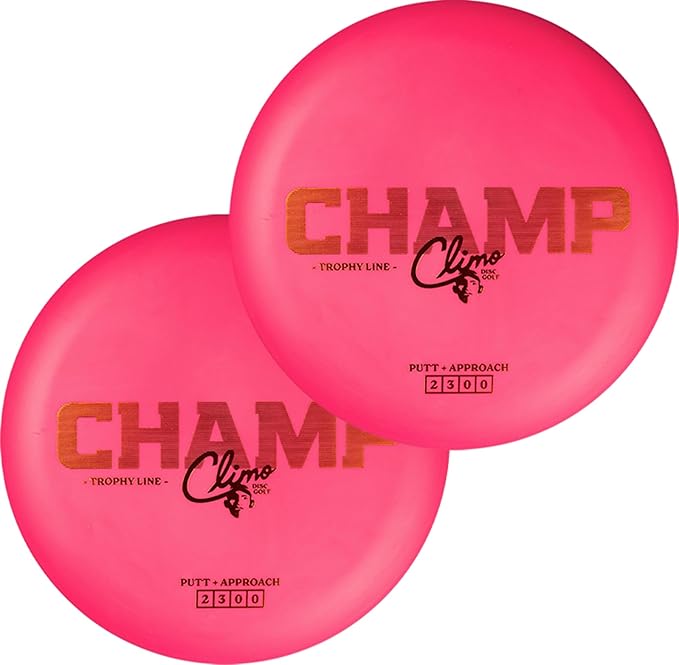 Climo Disc Golf Champ Putter 2-Pack - Trophy Line Plastic - 173+ Grams - White, Black, or Pink – Matching Putters – Ken Climo 12X World Champion