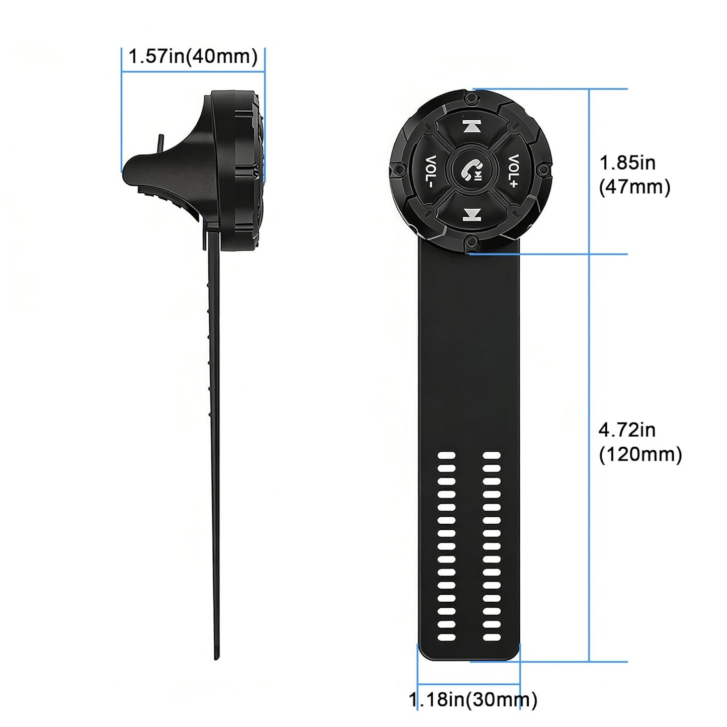 Bluetooth Media Button, Waterproof Wireless Music Controller for Car Steering Wheel, Bike & Motorcycle Handlebars