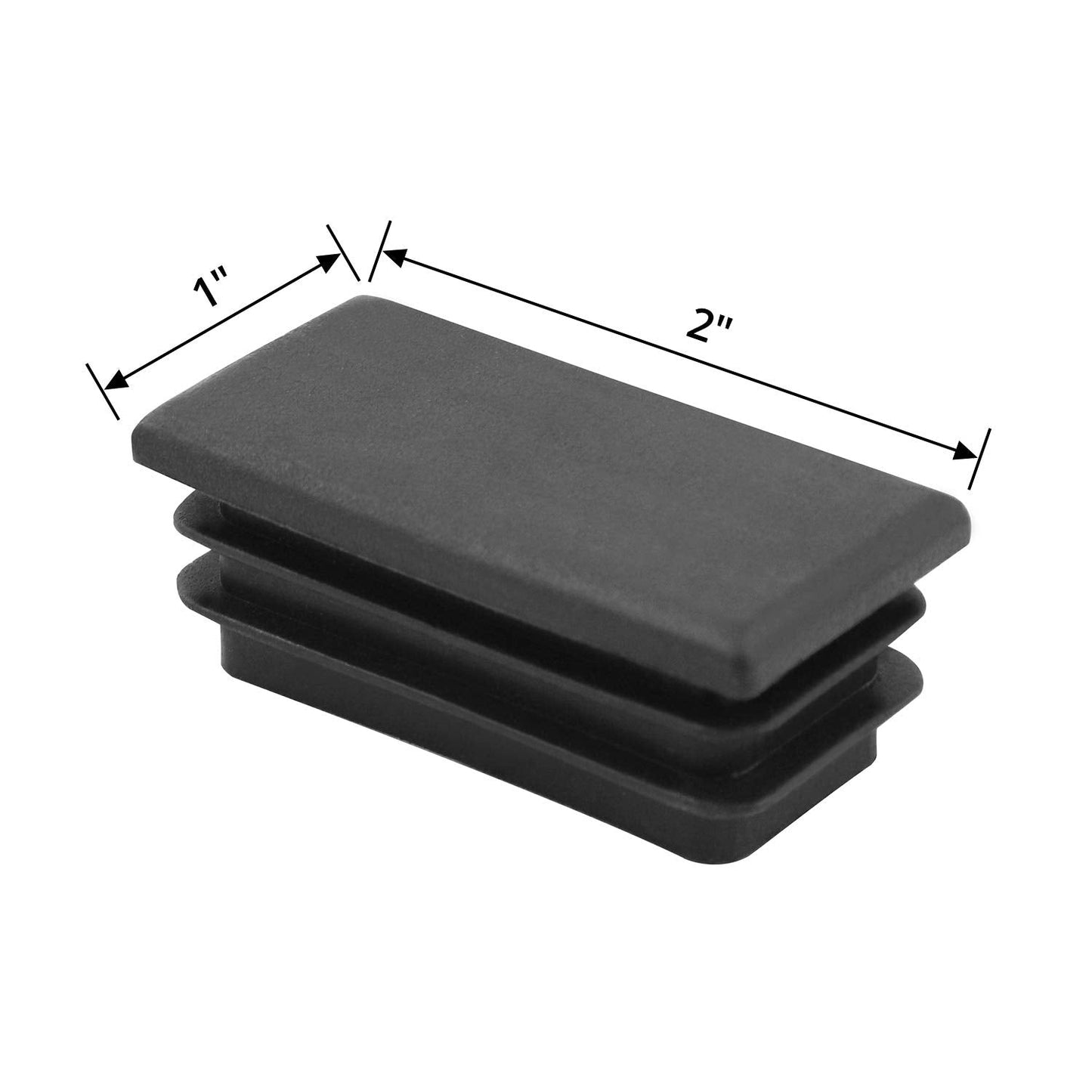 QWORK 10 PCS 1" X 2" Rectangle Black Plastic Plug End Cap for Pipe Tubing, Chair Leg