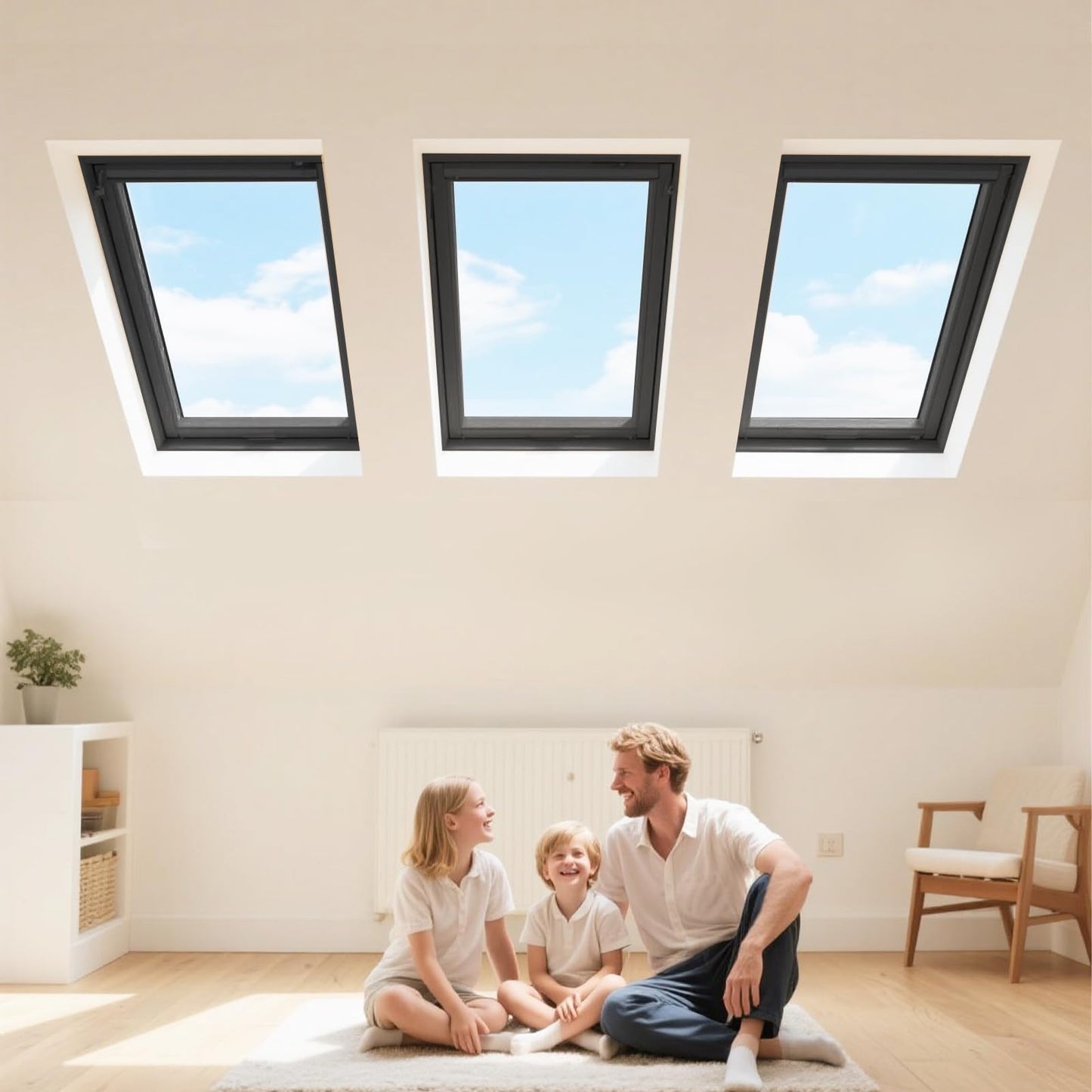 OXBZKMY Skylight Window for House Roof, Tempered Glass Roof Hatch, Sloped Flat Roof Window for Attic and Sun Room (31.5 x 31.5 in)