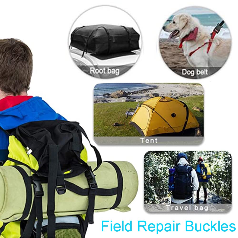 6 Pack 1" Buckle Quick Side Release Buckles Dual Adjustable No Sewing Clips Plastic Buckle Replacement for Nylon Webbing Straps Backpack Belt Dog Collars(Inner Diameter 1 Inch)