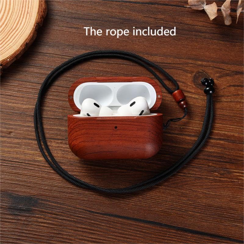 Avery's Boutique 1/2) Handmade Natural Wood Case with Wristlet | Full-Body Protective Wood Case for Apple Airpod