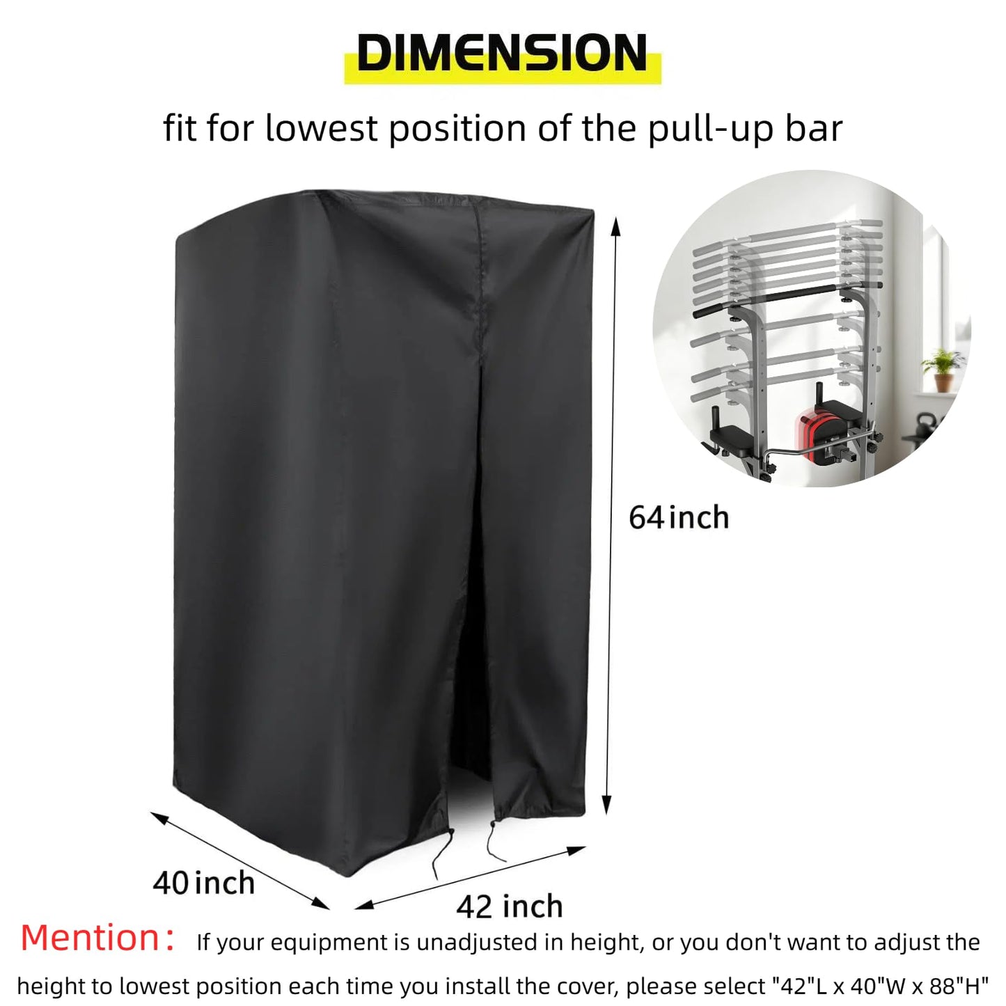 Guisong Protective Cover for Pull Up Bar Station, Waterproof& Dustproof Cover for Power Tower/Pull Up Dip Station-Indoor or Outdoor - 42"L x 40"W x 64"H