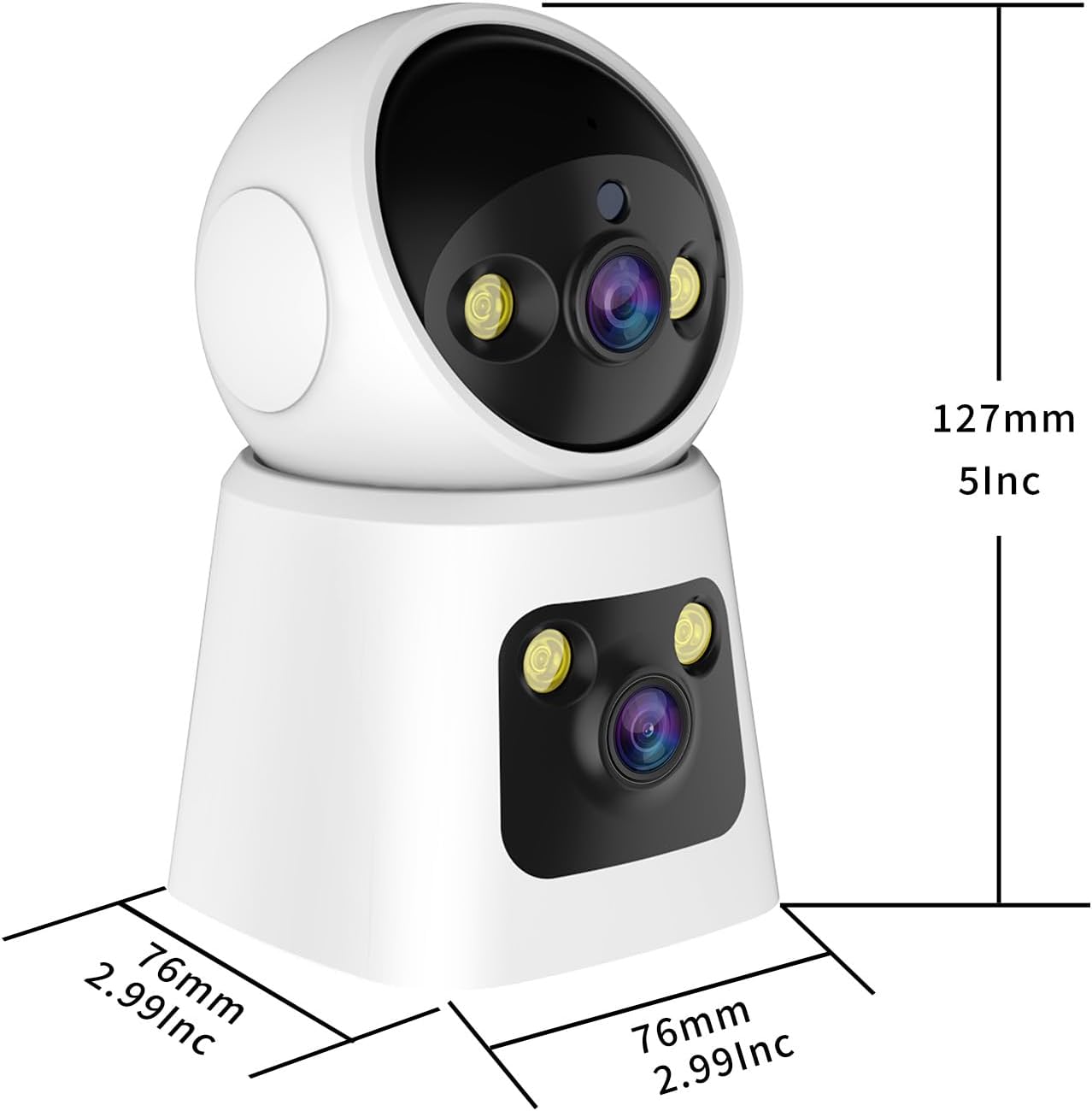 Kinnkall 4MP 360 2.4G/5G 24/7 2-Way Dual Lens Indoor Security Camera, Pan/Tilt Baby & Pet Monitor, WiFi, Motion