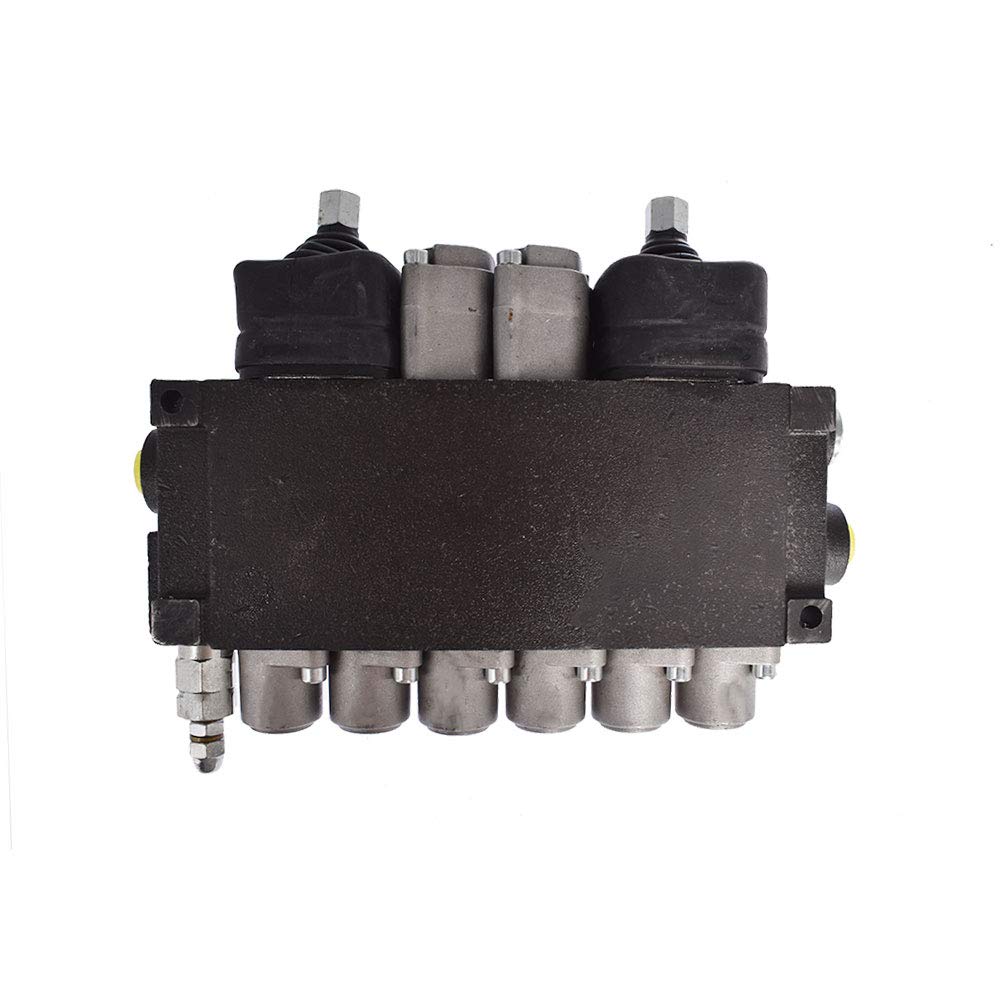 findmall 6 Spool 11GPM 3625PSI Hydraulic Directional Control Valve with 2 Joystick, SAE Ports Double Acting Valve for Small Tractors, Tractors, Loaders, Log Splitter