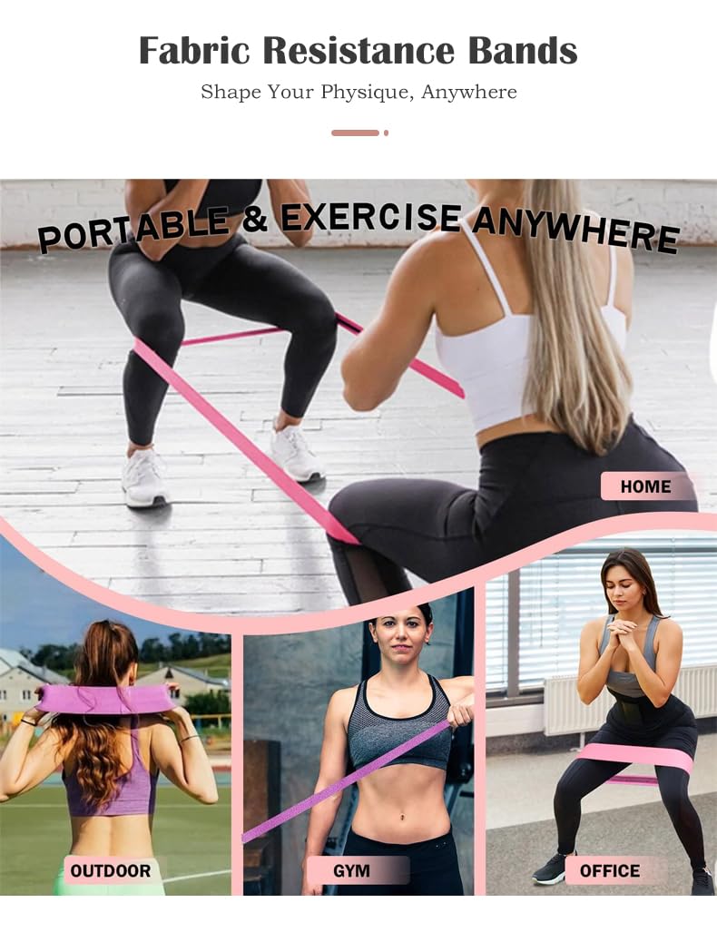 Premium Fabric Resistance Bands Set for Women (3-Pack or 6-Pack) – Non-Slip Workout Bands for Glutes, Legs & Hips – Elastic Booty Bands with Carry Bag, Ideal for Home Fitness, Yoga & Pilates