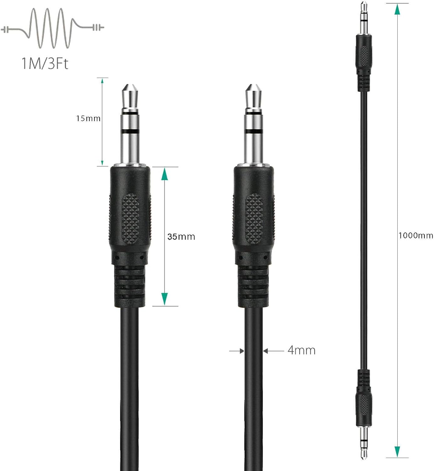 YUSTDA 3.5mm DR-2d DR-V1HD PCM New AV Out to AUX in Cable Audio/Video Cable Cord for Tascam HD Video Linear Recorder