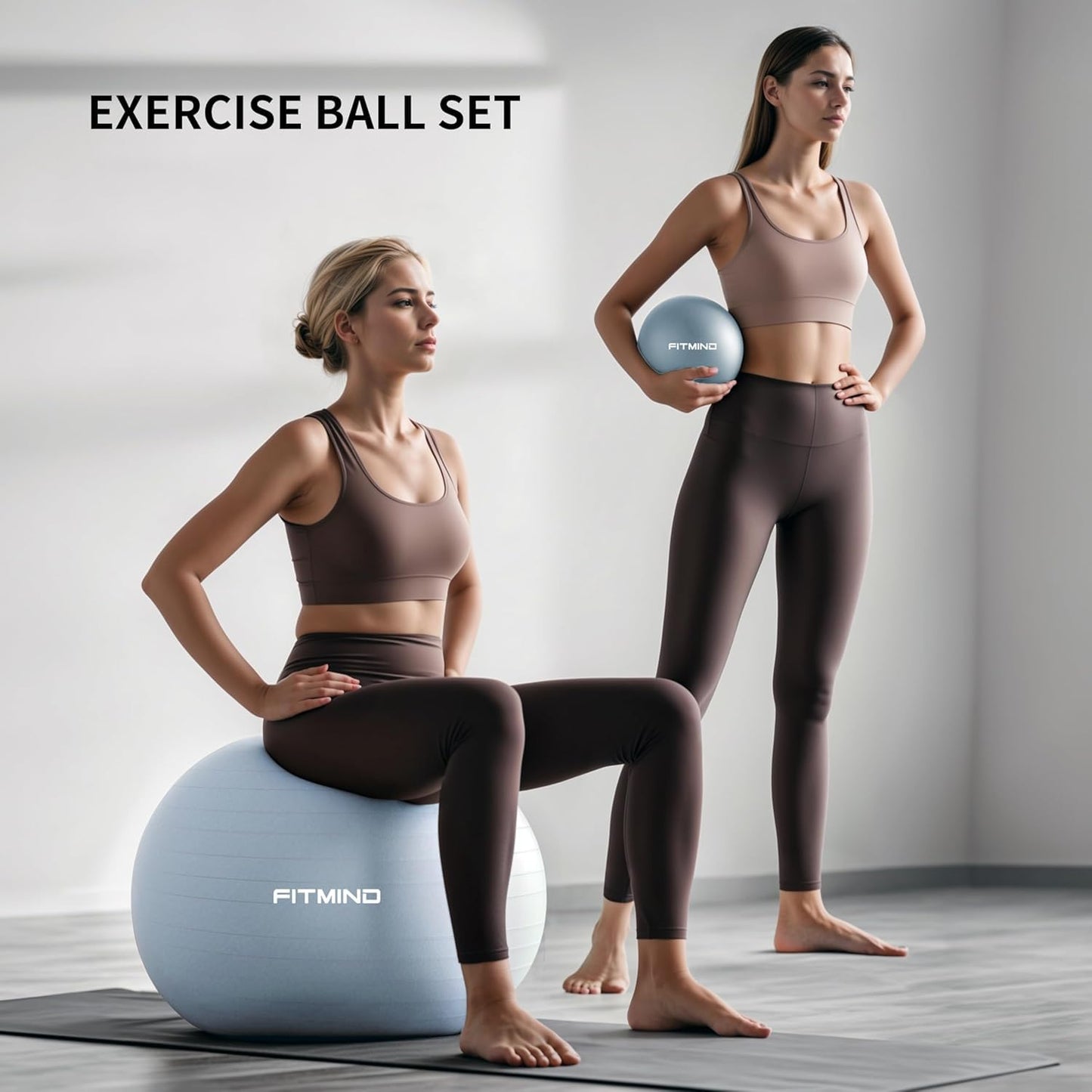 FITMIND Yoga Ball set-55cm&25cm(Blue)