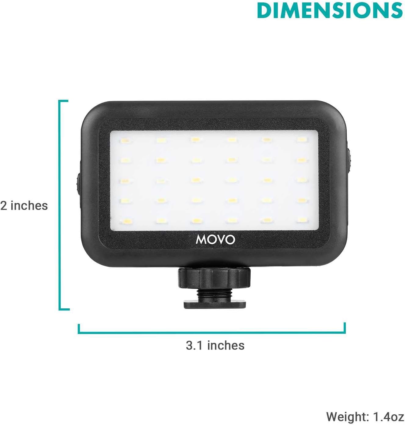 Movo LED-30 Mini LED Light Panel with Adjustable Brightness and Rechargeable Battery - Portable Light Perfect