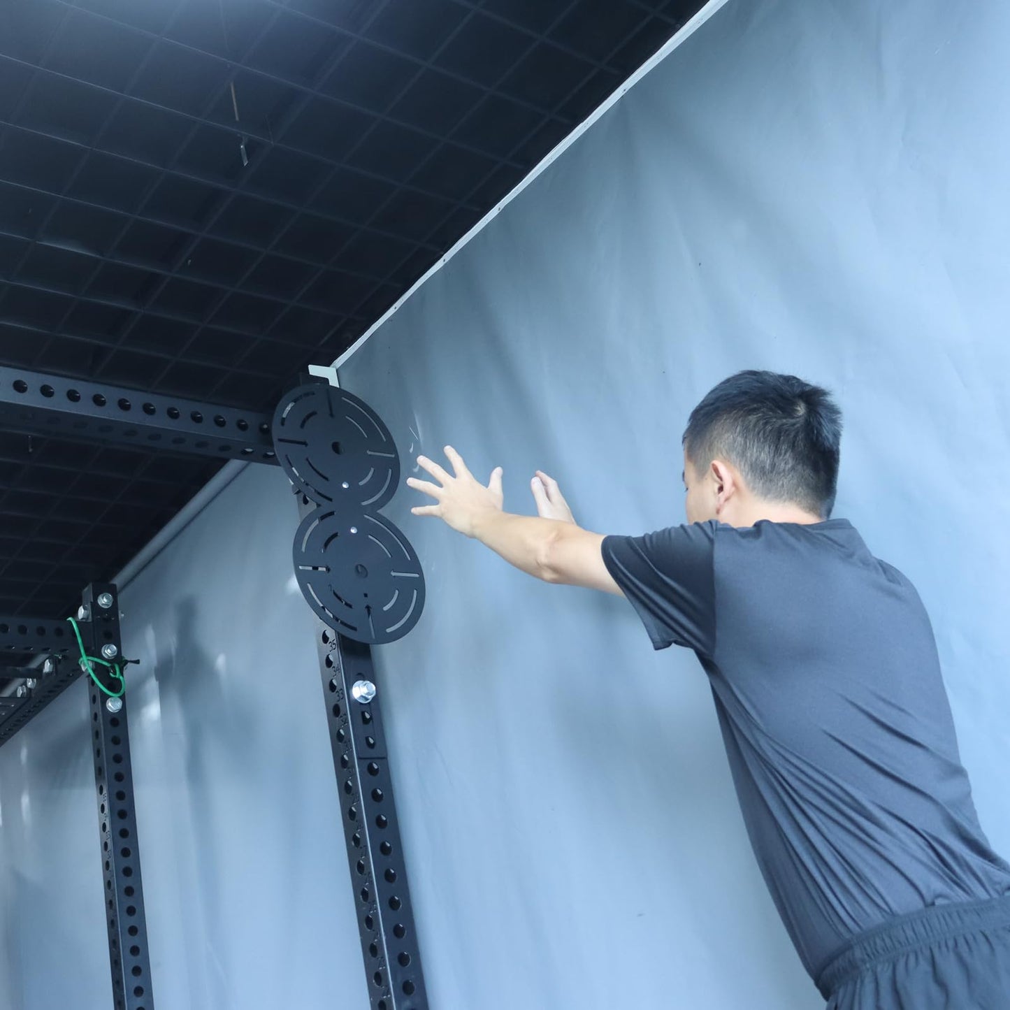 Metal Double Wall Ball Target with Extension Medicine Ball Target Rack Mounted Power Cage Attachments for Strength Endurance Arm Triceps Biceps Workouts