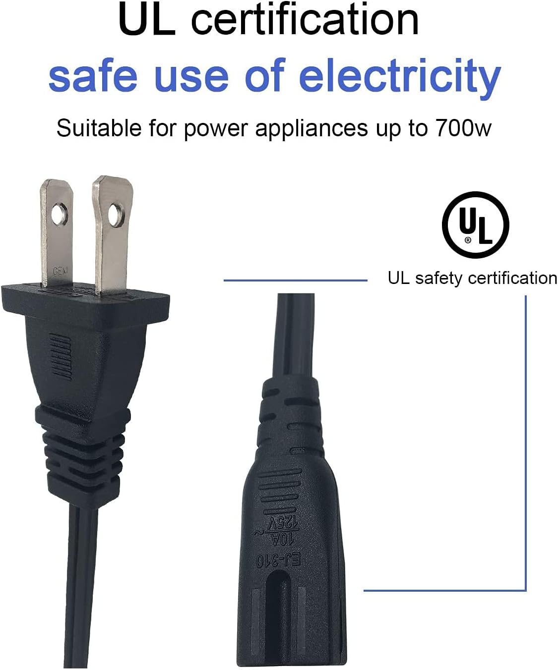 BestCH LC-46D62U LC-46SB54U LC-20SH4U LC-20SH6U AC Power Cord Cable Plug Replacement for Sharp AQUOS AC Power Cord