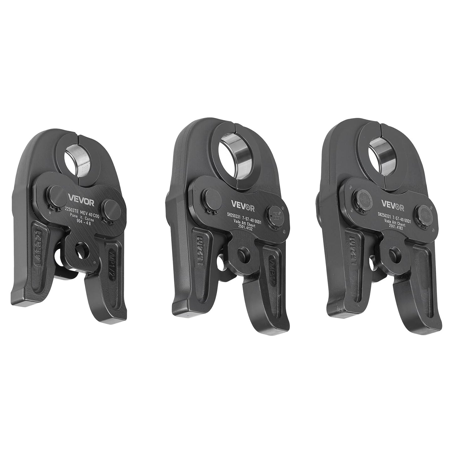 VEVOR VMP Press Jaws, 3PCS Pressing Jaws 1/2", 3/4" & 1" - Compatible with Megapress Carbon Steel Pipes, Work with 32KN Standard Press Tools, Includes Carrying Case