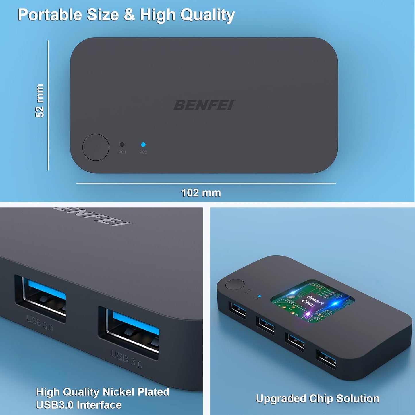 3.0 2 4 BENFEI USB Switch, USB Switch Computers Share USB for PC, Mouse, Keyboard, Printer, Scanner, USB KVM Switch