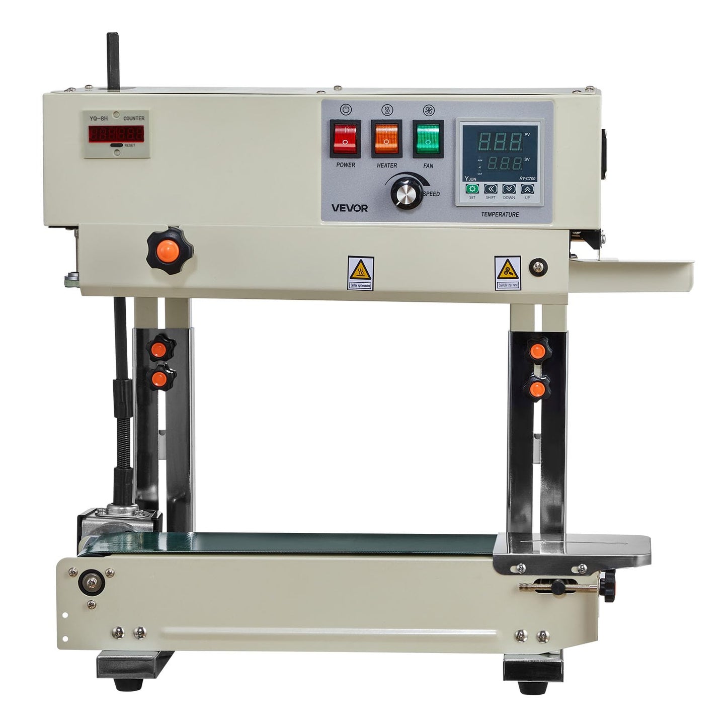 VEVOR Continuous Bag Band Sealing Machine, 0.24-0.47 in Seal Width, Vertical Band Sealer Machine with Roller Printing, Temp & Speed Adjustable, Heat Sealing Machine for 0.001-0.03 in Plastic Bags