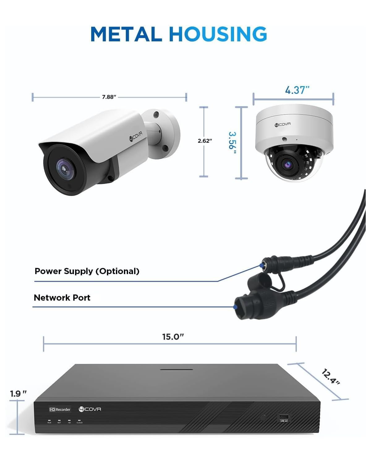 4COVR 16 Channel PoE Security Camera System, Human Vehicle Detection, Night Vision, 8 Dome IK10 Vandal-Proof 8 Bullet 8MP Wired IP Camera IP67 Commercial, 4K NVR 4TB HDD for Business, LYH54A8M1616-1
