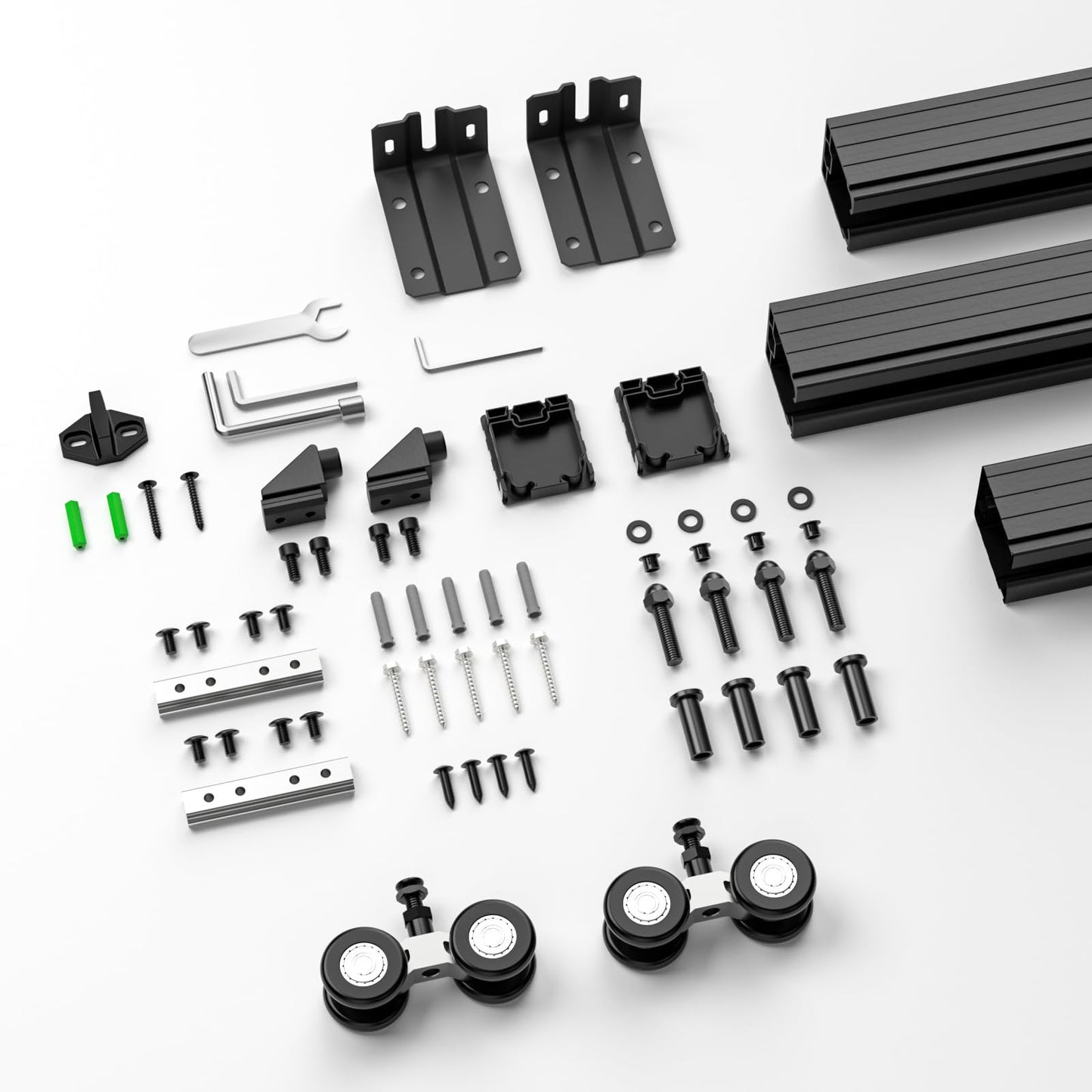 FLYVLIEG Heavy Duty Sliding Barn Door Track Kit, Ceiling Mount Box Rail Barn Door Hardware Kit for Single Door, Easy Install, 6.6FT(No Door)