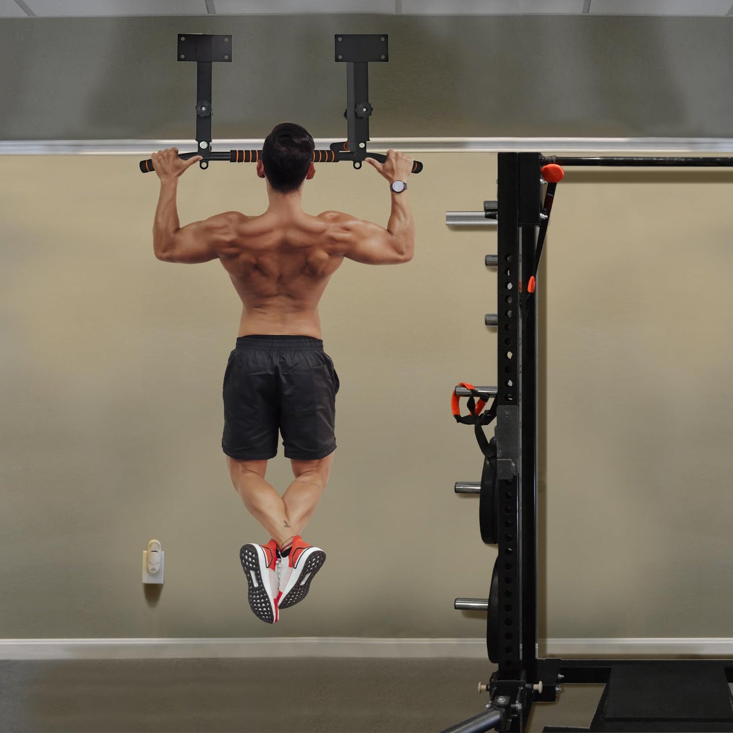 ptlsy Joist Mount Pull Up Bar Wall Mounted Pull Up Chin Up bar for Home Gym Workout Supports to 440 Lbs