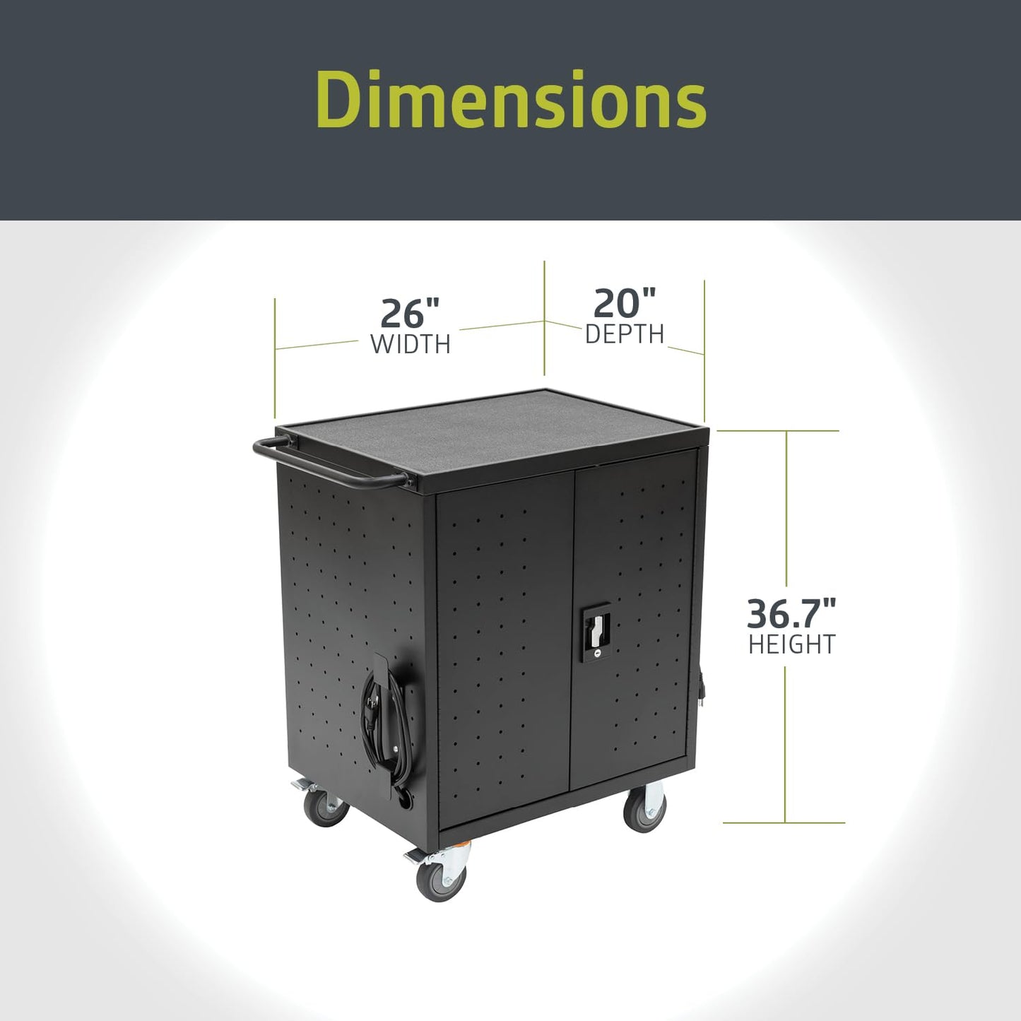 Pearington 30 Device Mobile Charging/Storage Cart for iPads, Tablets, Laptop, and Chromebook, Up to 13-inch Screen Size, Classroom Locking Charging Station