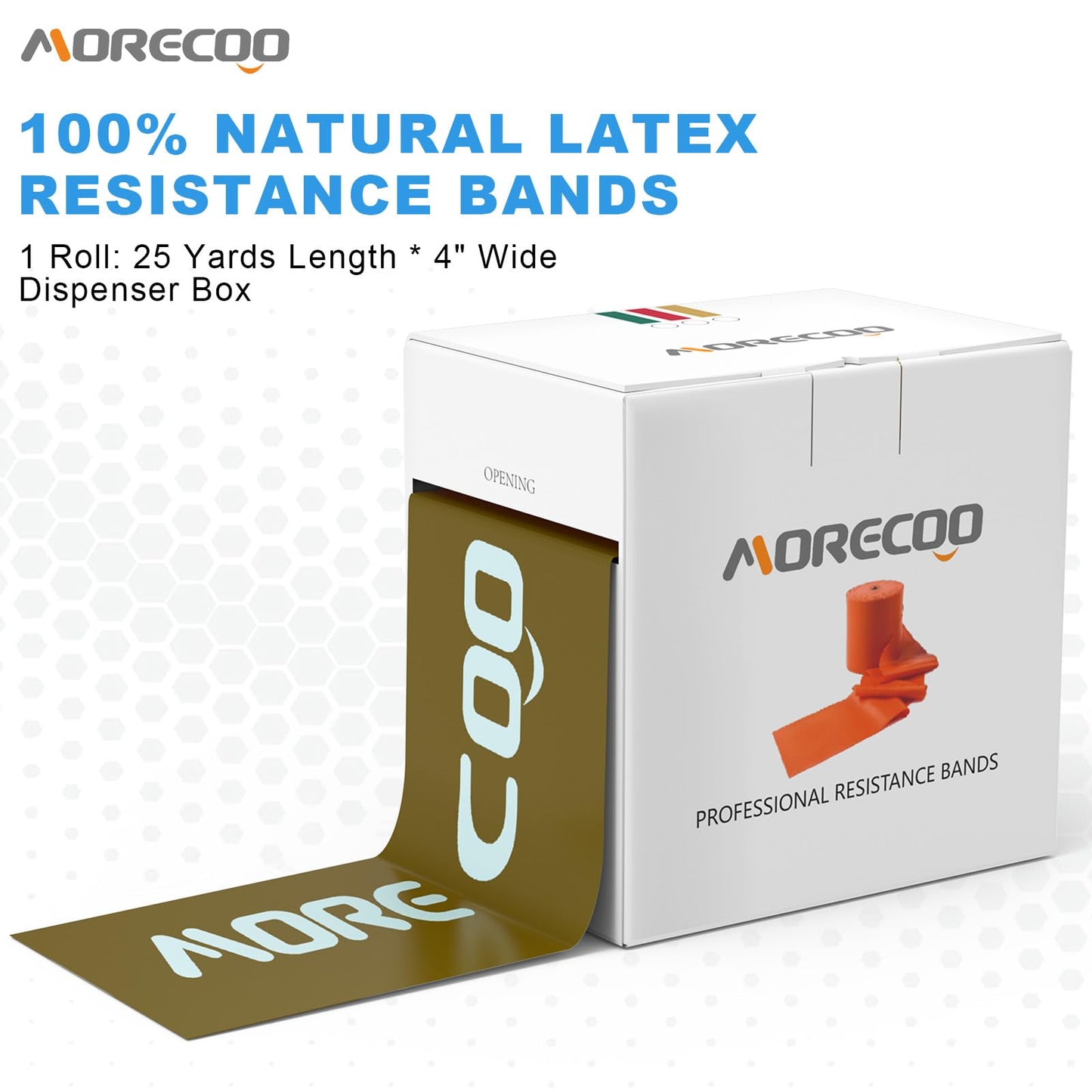 MORECOO Resistance Bands 25 Yard Roll, Level 3 Professional Latex Physical Therapy Band, Exercise Bands for Working Out, Pilates, Upper & Lower Body Exercises & Rehab