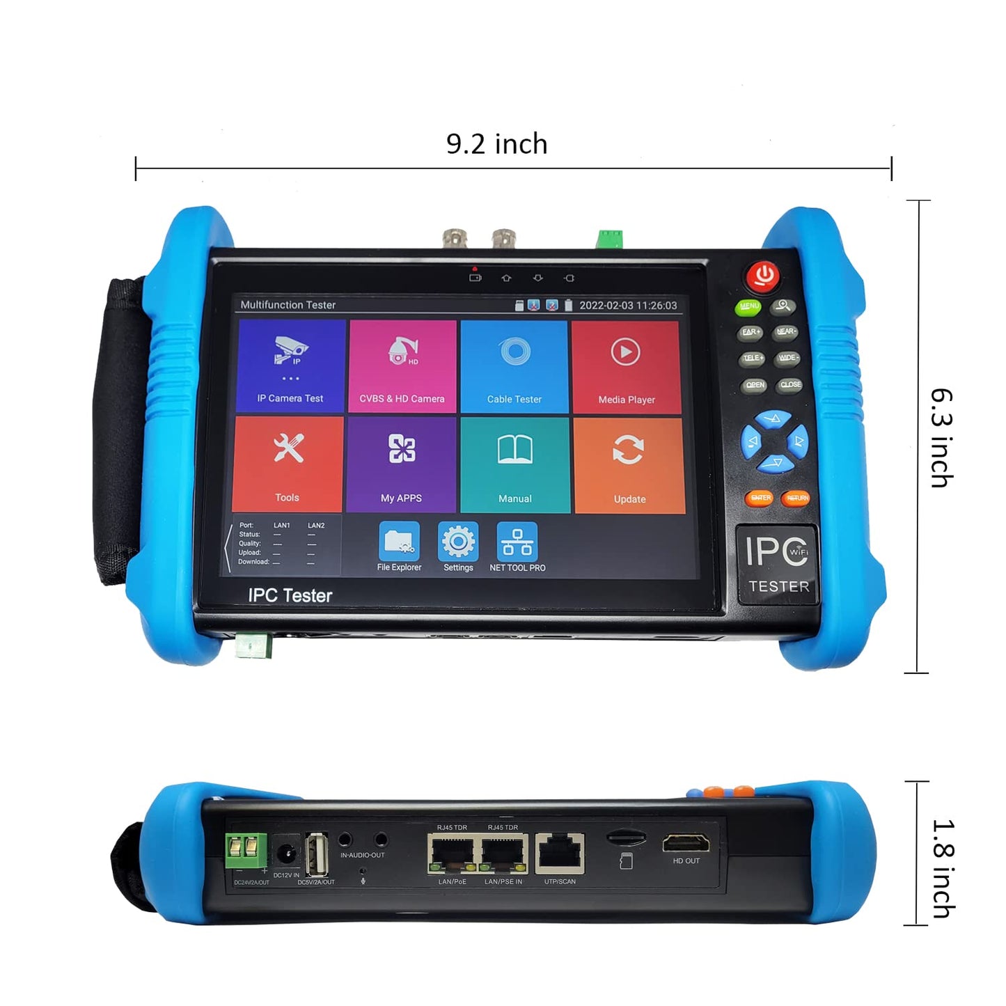 101AV IPS Touch Screen Security CCTV 7” 7in1 Test Monitor Support IP cam, Standard Analog Camera (CVBS) & HD TVI/AHD/CVI Camera up to 8MP
