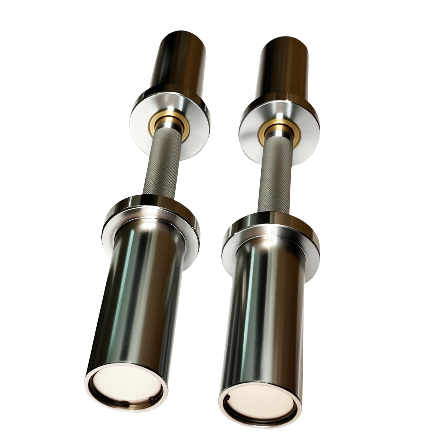qibylift Olympic Dumbbell Handles Set of 2, Loadable Dumbbell Bars for 2 Inch Weight Plates, 16 Inch Chrome Barbell with 28mm Grip, 200 lb Capacity, Home Gym Strength Training (Chrome)