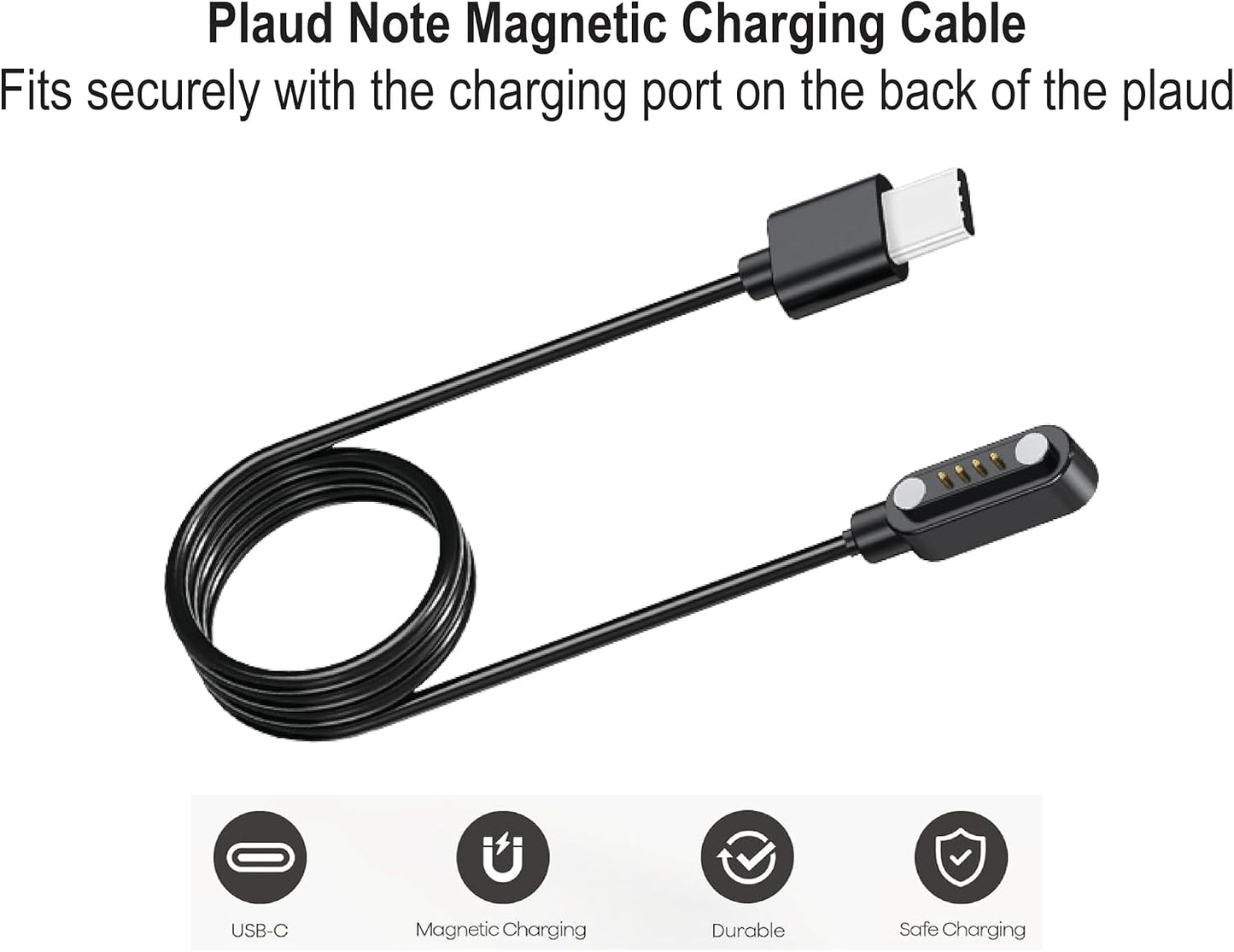 2xPack 4 USB C Magnetic Charger Cables for PLAUD Note AI Voice Recorder Pin Replacement Magnetic Charging Cable Cord