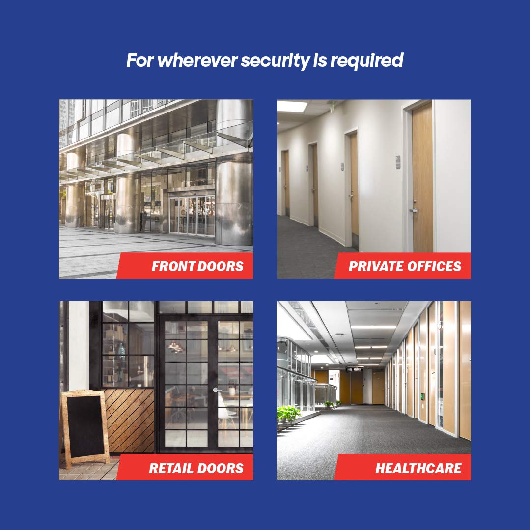 Lawrence Commercial Lever Door Lock - Heavy Duty Locking Commercial Door Handle Keyed Entry, Grade 2 Door Handle with Lock and Key - Brushed Chrome, Entrance/Keylock Function Embassy Series