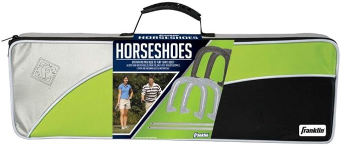 Franklin Sports Horseshoes Set - Metal Horseshoe Game Set for Adults + Kids - Official Weight Steel Construction - Beach + Lawn Outdoor Game Set - Advanced Set