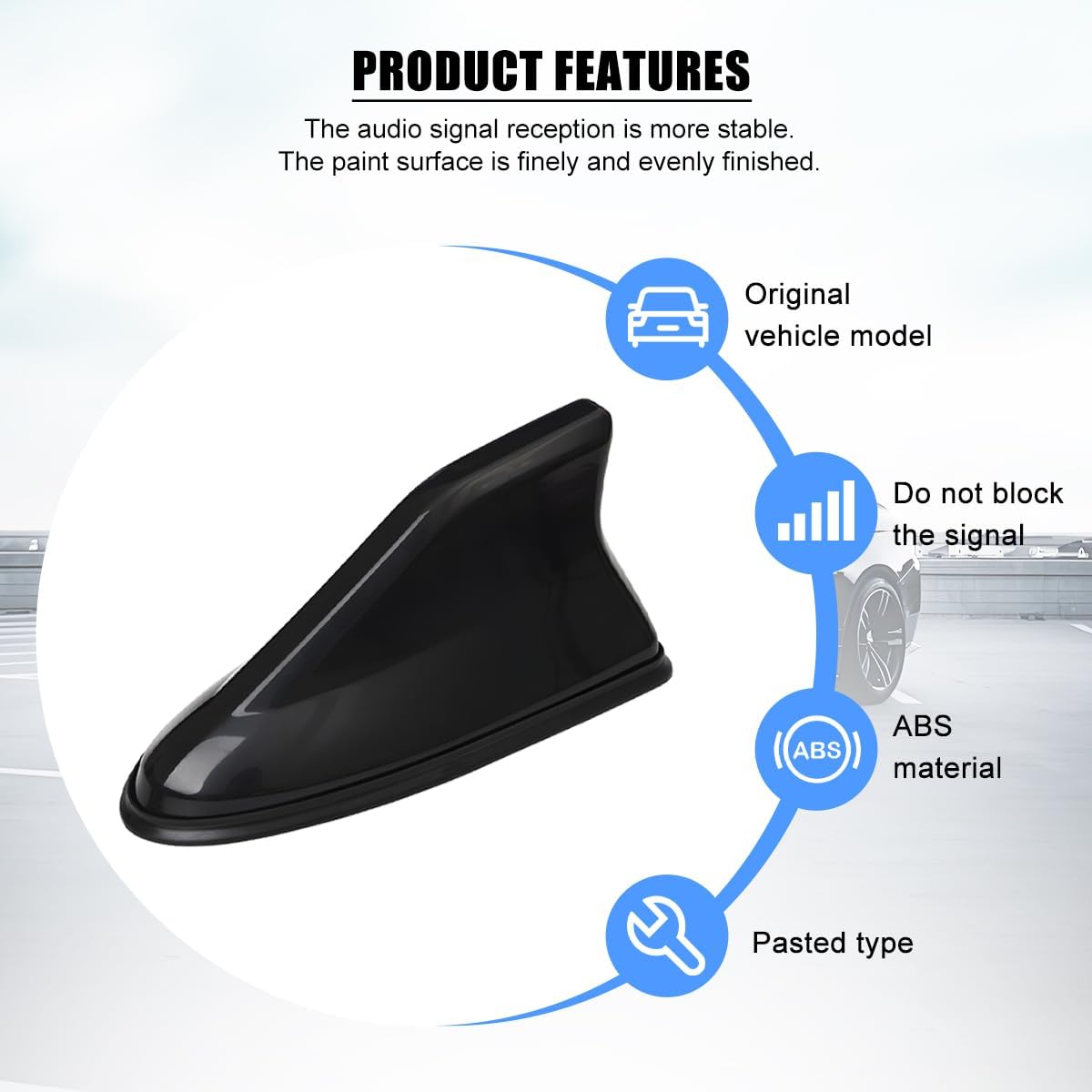 SWPHRT Car Shark Fin Antenna Cover, Vehicle Top Roof Aerials AM FM Radio Signal Base with Adhesive Tape, Automotive