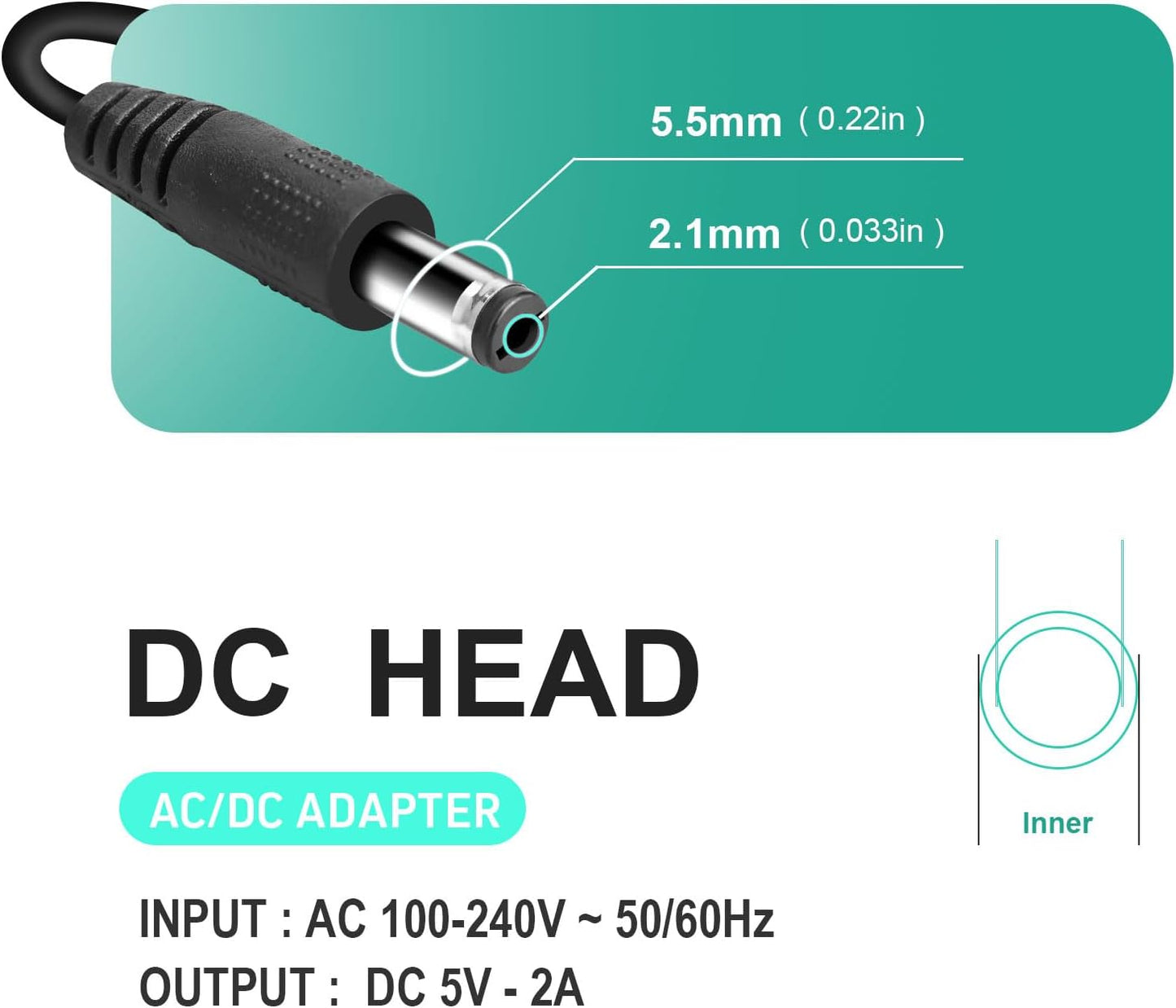 YDRANT 5V 1A 2A VSC-550BT VSC-550BT-BK 3-Speed 5v Charger for Record Player Power Cord fit for Vinyl Suitcase Turntable