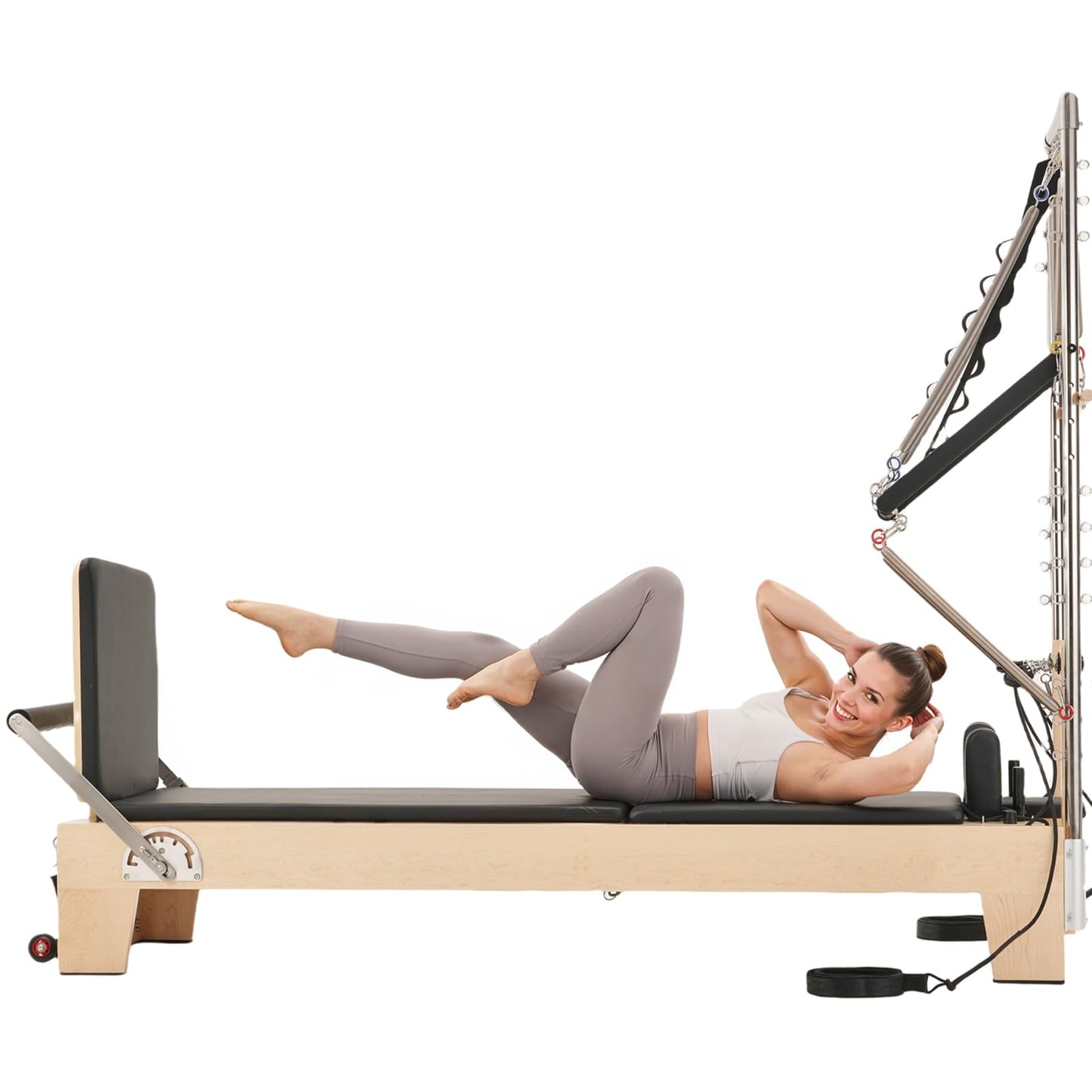VEVOR Pilates Reformer, Wooden Pilates Machine for Home Gym Studio, Strength Training Workout Equipment with Dual Resistance, Reformer Box, Jump Board, for Advanced Users and Beginners, Up to 400 LBS