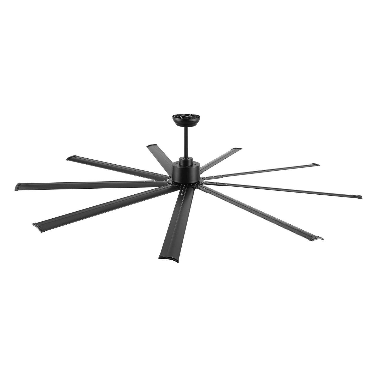 WINGBO Black Industrial Ceiling Fan No Light 120", 9 Aluminum Blades, 6 Speed Remote Control, Reversible DC Motor, for Home and Commercial Use, Living Room/Shop/Warehouse