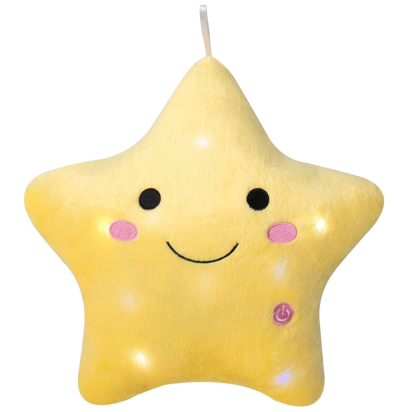 DearSun 13.8" Light Up Twinkle Star Pillow, LED Star Plush Pillow with Colorful Night Lights, Soft Glowing Stuffed Star Toy Cute Throw Pillow for Kids, Birthday Gift, Bedroom, Nursery(Yellow)