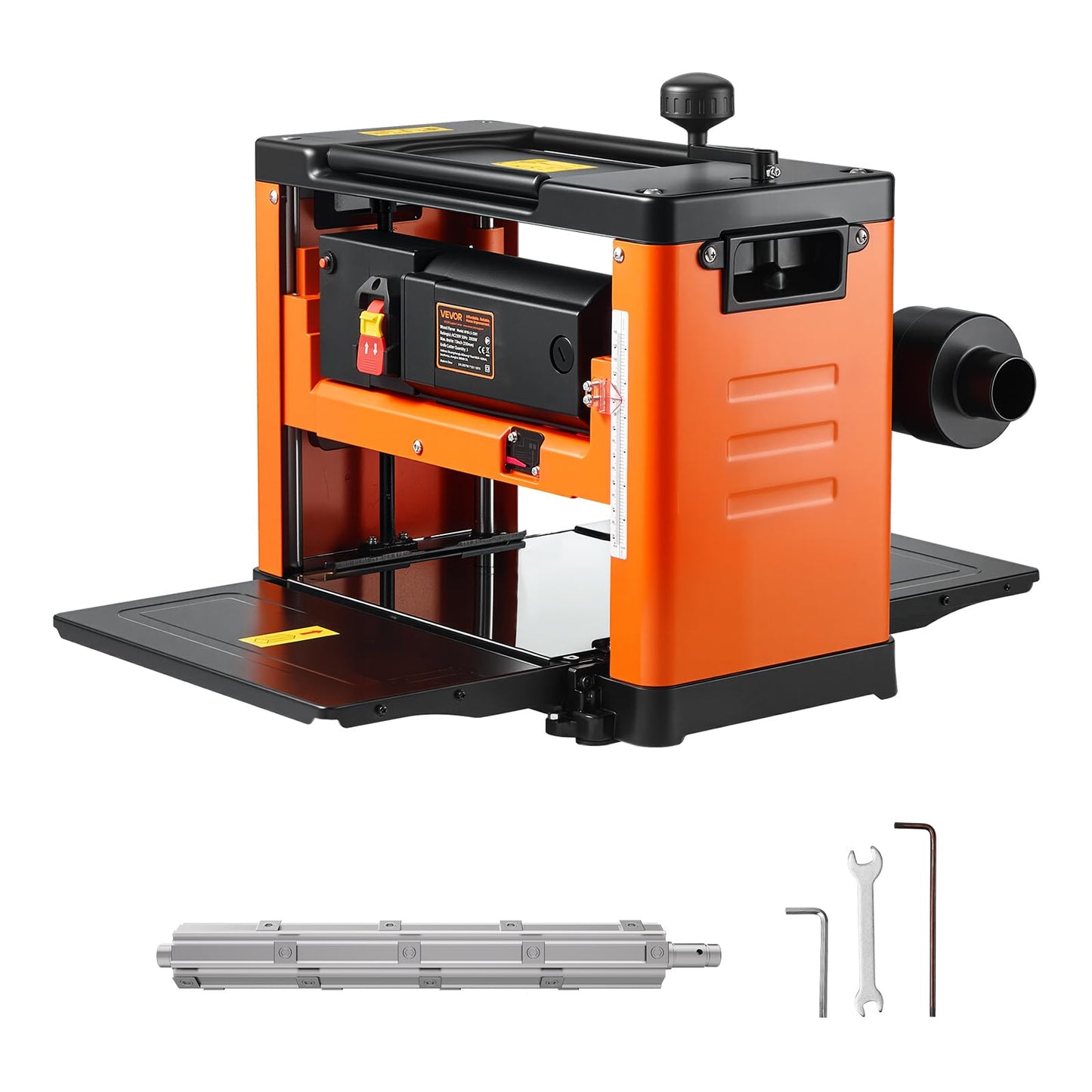VEVOR 13-Inch Spiral Thickness Planer, Woodworking Power Benchtop Planer, with 2000W 23500 RPM Powerful Motor, Single Speed, for Hard & Soft Wood Material
