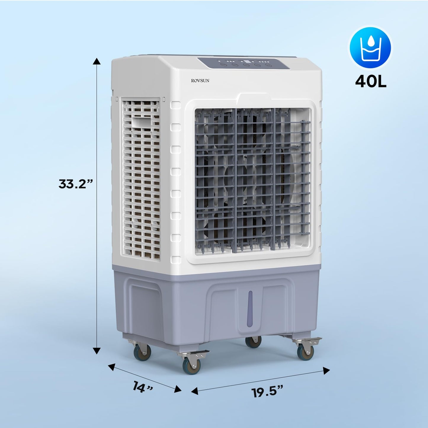 ROVSUN 10.5Gal Portable Swamp Cooler, 2600CFM Evaporative Air Cooler with Auto Oscillating, Remote, 3 Speeds, 7.5H Timer & 4 Ice Packs, 3-IN-1 Humidifying Cooling Fan Indooor Outdoor Patio Garage