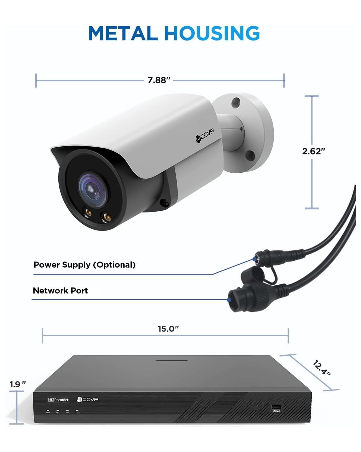 4COVR 12MP Security Camera System PoE for Business, 2-Way Audio Talk, Person Vehicle Detection & Smart Color Night Vision, 16 Channel NVR 4TB HDD, 8Pcs 12MP Wired IP Bullet Cameras IP67, LY37EYAM1608