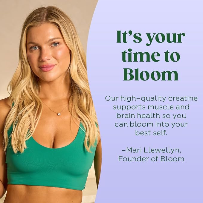 Bloom Nutrition Creatine Monohydrate Powder, 5g Micronized Creatine per Serving, Supports Muscle Recovery, Strength, Endurance, Pre or Post Workout, Gluten Free, Non GMO, Unflavored, 40 SVG, 7.3 oz