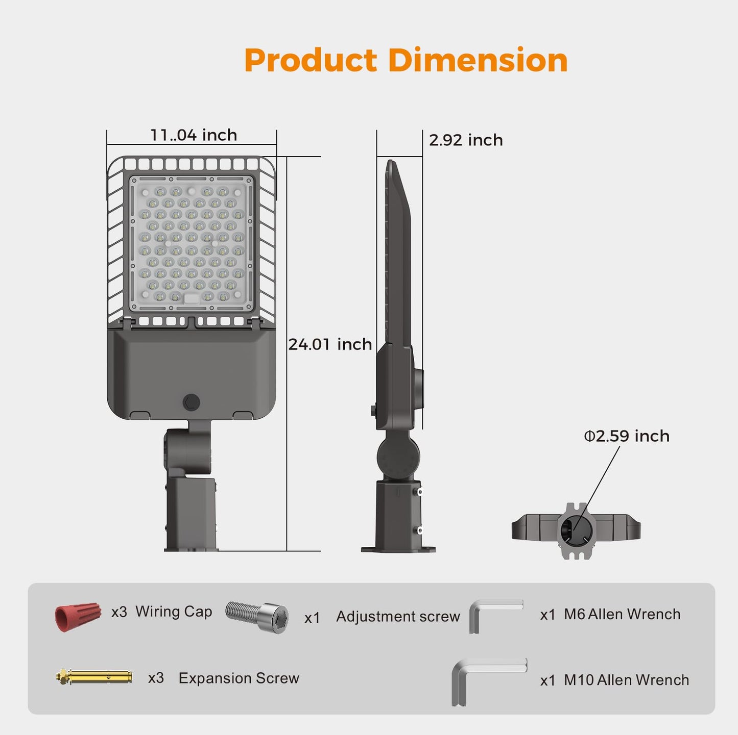 AIKVSXER 240W LED Parking Lot Lights 60000LM 6000K Street Light, Dusk to Dawn Photocell IP65 Waterproof Commercial Outdoor Area Lighting for Parking Street Roadway Yard Warehouse Garage 3 Pack