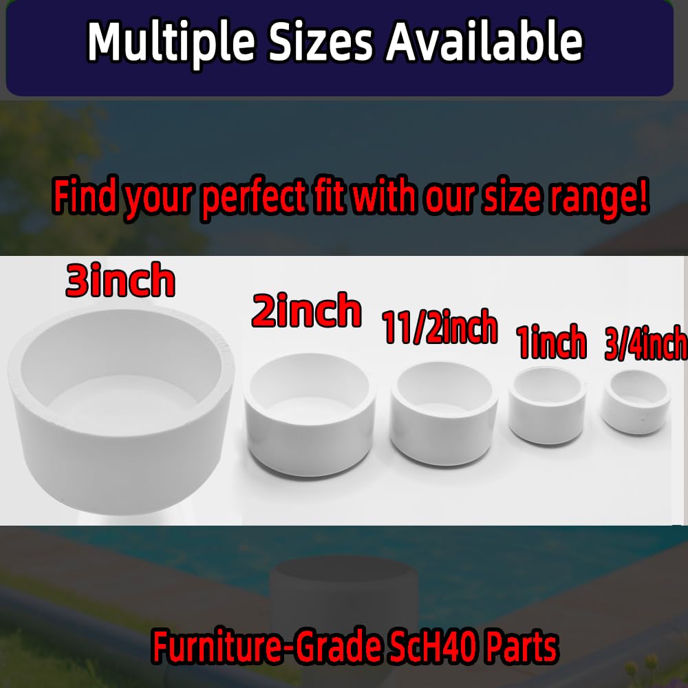 YONYONICE 20Pack 1inch PVC Pipe End Cap Fitting,Schedule 40, 1" PVC Pipe End Cap Plug Adapter for Cold Water Supply Lines, Garden Irrigation,Pipe Fitting Systems& DIY Garden Shelf,White.