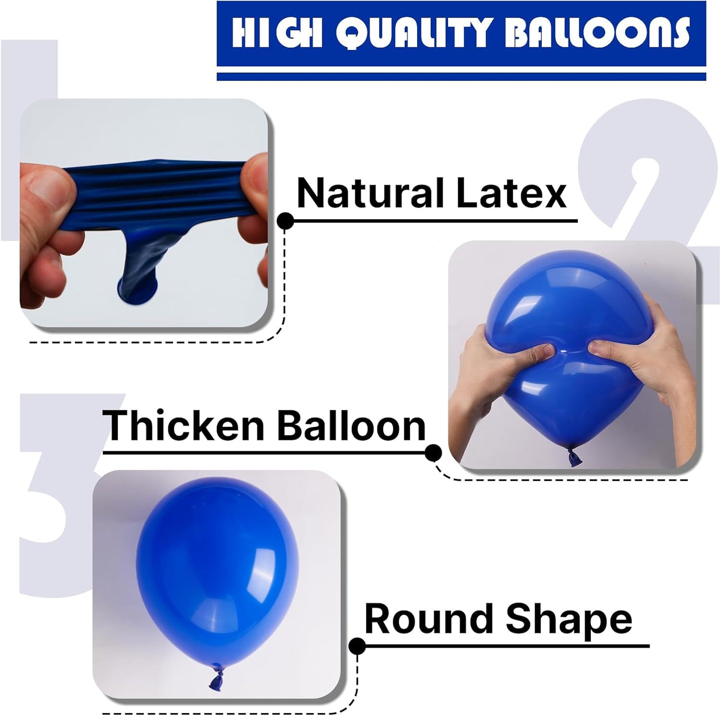 PartyWoo Royal Blue Balloons - 155-Piece Arch Kit for Baby Showers & Graduations | 5-12 Inch Sizes