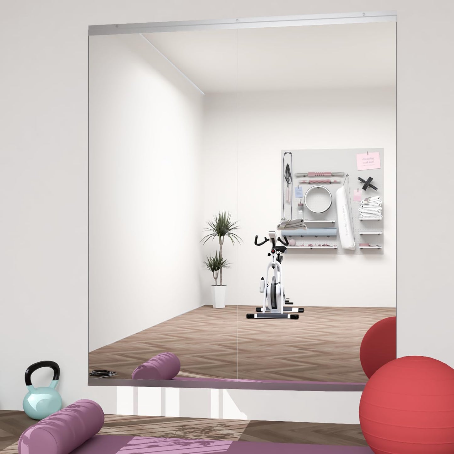 Elemango Home Gym Mirror, 57''X24''2PCS, Tempered Glass Frameless, Large Yoga Mirror, Wall-Mounted Dance, Suitable for Gym, Yoga, Studio,Living Room,Garage